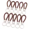 Pingente Trançado PU Corda de Couro Liga de Zinco Multicor Criativo Chaveiro DIY Bolsa Pequeno Presente Boneca Pingente Anti-perda