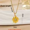 Collar de Flor Amarilla Fresca de Verano Transfronterizo con Goteo de Aceite Lujo Ligero para Mujer Moda Versátil Cadena para Clavícula Color Acero de Titanio Sin Color