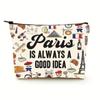 Bolsa de cosméticos impressa dupla face Amazon Temu Explosions Linen Cross-border Bolsa de armazenamento Bolsa multifuncional com zíper para mulheres