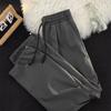 Pantalones Holgados Drapeados Americano Retro High Street Color Puro Primavera y Otoño Talla Grande Pierna Ancha Rectos Barrido de Piso Versátiles Pantalones Casuales para Hombre