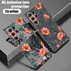Lista de Comercio Exterior Estuche Retro de Camelia Roja para Teléfono Galaxy S24 Alto Valor Estético para Chicas Samsung S25 Estuche Transparente de Cobertura Total