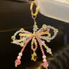 [Líder Garota Fofa] Corrente de Celular com Laço de Cristal Rosa Explodindo Pingente de Bolsa Exquisito Novo Estilo