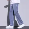 Pantalones Casuales de Tencel para Hombre para Verano, Seda de Hielo Delgada, Suaves y con Caída, Cintura Elástica, Pantalones de Mezclilla Rectos Sueltos