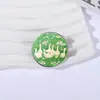 Broche Divertido de Patos con Terciopelo Verde Esmeralda Insignia de Metal Accesorio para Ropa Pin de Solapa Patrón Geométrico Redondo de Paisaje Venta al por Mayor de Fábrica