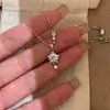 Collar de Estrella Centelleante de Moissanita de 1 Quilate para Mujer, Cadena para Clavícula de Diseño Nicho Estilo Ins Chapado en Oro de 14K