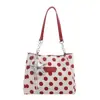 Bolsa de Ombro Casual Grande Capacidade Color Block de Lona com Bolinhas Moda 2026 Nova Elegante Retrô Tote Bolsa Feminina Transfronteiriça