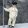 6389 Terno Infantil Primavera e Outono Nova Moda Outono Infantil Conjunto Elegante de Duas Peças Tendência Esportiva de Outono para Crianças