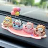 Enfeites Criativos Fofos de Animais com Cabeça que Mexe para Carro Desenhos Animados Animais de Estimação Fofos Acessórios de Interior de Carro Enfeites Decorativos para Console Central de Carro Feminino