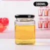 Suministro botella cuadrada de vidrio para pepinillos de 380ml botella de vidrio para mermelada de 280ml sellada con tapa botella de miel Lihong