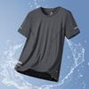 Camiseta de manga corta de seda helada para papá, fina, transpirable, deportiva, de verano, con cuello redondo, para hombre de mediana edad, de secado rápido.