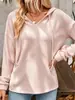 Moletom com capuz casual unicolor liso de manga comprida solto para mulheres, nova moda transfronteiriça europeia e americana 2026 Amazon TK