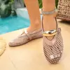 Sapatos de malha respirável com sola macia de tamanho grande para mulheres, novos sapatos Mary Jane vazados de malha com sola plana, best-seller transfronteiriço