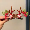 Chifres de Rena de Natal Transfronteiriços Decoração de Árvore Pequena Presilha de Cabelo de Natal Pelúcia Fofa Adereço de Cabeça para Festa de Feriado Acessórios de Cabelo para Meninas