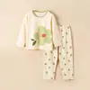 Conjunto Casa Algodão Puro Fino Estilo Coreano Roupas de Casa para Meninas Gola Redonda Manga Longa Pijama Infantil Masculino Classe A Verão