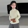 Tutu Elefantinho Roupa Infantil Meninas Suéter Macio 2026 Novo Modelo Outono e Inverno Infantil Gola Alta Forrado com Fleece Espessado Quente Top