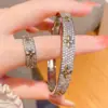 Pulseira de Zircônia Cheia de Flores, Conjunto de Joias de Cobre Eletrodepositado da Moda