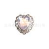 Artículo de Moda Más Vendido: Corazón Asimétrico Deslumbrante Borde Completo de Diamante Transparente Super Brillante Decoración para Uñas Corazón Color Durazno Aurora Transparente