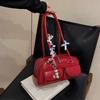 Nova Moda Estilosa para o Verão de 2025 Bolsa de Ombro Único com Dois Bolsos, Cor Sólida Brilhante, para o Dia a Dia