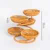 Plato de Frutas de Doble Capa Tejido Cesta de Frutas para Sala de Estar Contenedor de Dulces y Panes al Vapor Cesta Pequeña Hecha a Mano para el Hogar Snacks