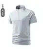Camisa Polo de Seda de Hielo con Efecto Enfriador, No se Arruga, para Hombre, de Verano, Elegante, de Negocios, de Alta Gama, Camiseta Superior para Hombre