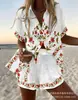 Conjunto de pantalones de playa y camisa de manga corta para mujer, estampado floral 3D digital colorido para vacaciones, ropa casual