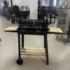 Carro Grande con Ruedas Espeso Parrilla de Carbón Camping al Aire Libre Barbacoa Parrilla para Brochetas Parrilla de Barbacoa Portátil para el Hogar