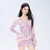 Traje de baño para mujer estilo 2026 con un toque de alta gama, puro y seductor, conjunto de bikini de dos piezas con aros y manga larga, conservador pero deslumbrante