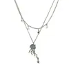 Novo Colar Pingente de Água-Viva Azul Empilhado de Camada Dupla, Corrente de Suéter Longa com Franja de Estrela da Moda, Nicho de Alto Valor