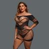 Ropa interior sexy de talla grande transfronteriza entre Europa y Estados Unidos, medias sin espalda y hombros descubiertos, perspectiva de pasión, pijamas sexys, ropa de red hueca