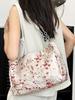 2024 Nuevo Bolso Commuter de Gran Capacidad para Mujer Bolso Tote Artístico de Moda Bolso de Hombro Cruzado Estilo Nacional Estampado que Combina con Todo