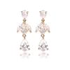 Pendientes de circonita de lujo ligeros para mujer, elegantes, de estilo europeo y americano, con hebilla de metal distintiva, joyería de moda transfronteriza.