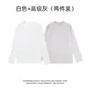 [Compre Um Leve Um Grátis] Camiseta de Algodão Puro de Xinjiang de Peso Pesado Manga Longa Solta Camisa Básica Masculina e Feminina Camada Interna Branca