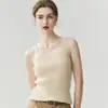100% Cachemira Pura Otoño Nuevo Estilo Simple Ajustado Chaleco de Punto para Mujer Cuello en U Sin Mangas Chaleco Versátil
