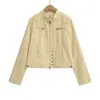 25 Chaquetas de Trabajo de Manga Larga de Otoño Nuevas, Tops de Otoño, Prendas Exteriores Cortas, Cremalleras de Cuello Alto Estilo Europeo y Americano