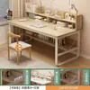 Escritorio de computadora para dormitorio, escritorio para estudio en casa, mesa de estudio para estudiantes, escritorio de escritura simple con estantería integrada, escritorio de oficina minimalista