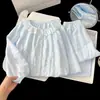 Pijama de Encaje para Niñas Primavera y Otoño Nuevo Estilo Cárdigan de Algodón Nube Dibujos Animados para Niños Medianos y Grandes Se Puede Usar Fuera de Casa Ropa de Otoño