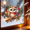 Adornos estáticos navideños de búho de dibujos animados, no necesitan pegamento, no dañan el vidrio, perfectos para decorar ventanas de la sala de estar durante las fiestas