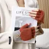 Guantes Cálidos Transfronterizos para Mujer en Otoño e Invierno Plegables para Ciclismo Lindos de Invierno para Estudiante de Cinco Dedos Tejidos de Invierno Pueden Separar los Dedos