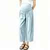 Calça pantalona de maternidade sem suporte para a barriga, novo estilo verão 2026, calça cropped para mulheres baixinhas, calça longa casual solta e fluida