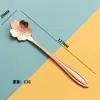 Exquisita Cuchara Mezcladora de Regalo Estilo Japonés Acero Inoxidable Cuchara Flor Cafetera Mezclador Vajilla Chapada en Oro Se Puede Personalizar Logo Hogar