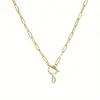 Corrente de Colar com Clasp Ot de 26 Diamantes Brilhantes em Formato de Letra, Venda Quente Transfronteiriça, Colar Simples e Elegante, Dropshipping