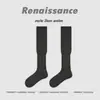 Calcetines de Punto Transpirables para Primavera y Otoño con Puño Enrollado Sueltos Versátiles de Moda Adelgazantes Largos para Pantorrilla con Rayas Verticales Casuales de Algodón para Mujer