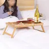 Bandeja de almacenamiento para cama de bambú y madera transfronteriza, Mesa de bandeja de comedor para computadora de madera maciza multifuncional para personas perezosas, Plegable con bandeja portátil