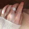 Diseño minimalista estilo ins coreano que combina con todo, versión ultrafina, anillo liso abierto con una sola cuenta redonda de diamante, apilado para mostrar un temperamento adelgazante