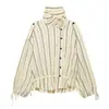 ZR Comercio Exterior Transfronterizo Wholesale 2026 Nueva Moda Femenina Europea Americana Elegante Retro Rayas Cintura ceñida Cordón Camisa