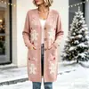 Novo cardigã de botões de comprimento longo de Natal, suéter casaco de moda estampado outono e inverno personalizado casual para mulheres