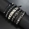 Pulsera de Cadena Estilo Punk Multicapa Nueva Europea y Americana para Hombre Fresca y Atractiva Pulsera de Remaches para Motocicleta Correa de Muñeca Accesorios Transfronterizos