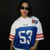 Camiseta de Moda con Bordado de Bandera Americana de Manga Corta 2026 para Hombre y Mujer, Estilo Hip-Hop Urbano, Top de Manga Corta con Color Contrastante