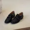 Mocasines de Velcro de Corte Profundo Estilo Vintage 2026 para Mujer, Slip-On de Tacón Bajo Versátiles para el Trabajo Zapatos de Piel Genuina