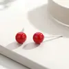 Pendientes Pequeños de Plata Pura Forma de Frijol Rojo S925 para Mujer, Color Rojo, Elegantes y Adelgazantes, Pendientes Únicos Estilo Ins Coreano, Venta Directa del Fabricante